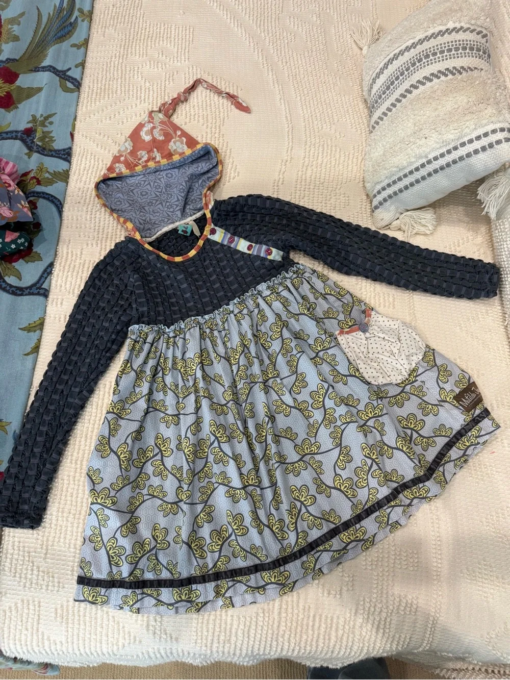 Matilda Jane Navy, Light Blue & Yellow Floral Hooded Dress